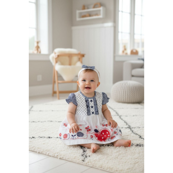 New Baby Girl Dress Set with matching headband underwear size 3 to 6 months - Picture 2 of 3